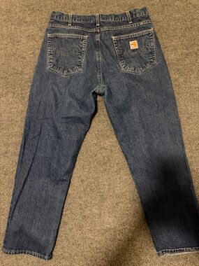 Carhartt Men's Dark Blue Relaxed Fit Denim Jeans